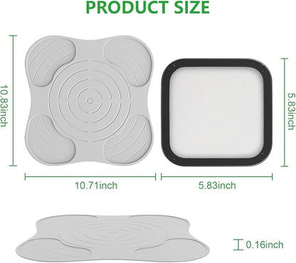2Pcs Silicone Heat Resistant Mat & Splatter Shield, Foldable Silicone Mat and Splatter Shield for Ninja Crispi Air Fryer Accessories, Beige