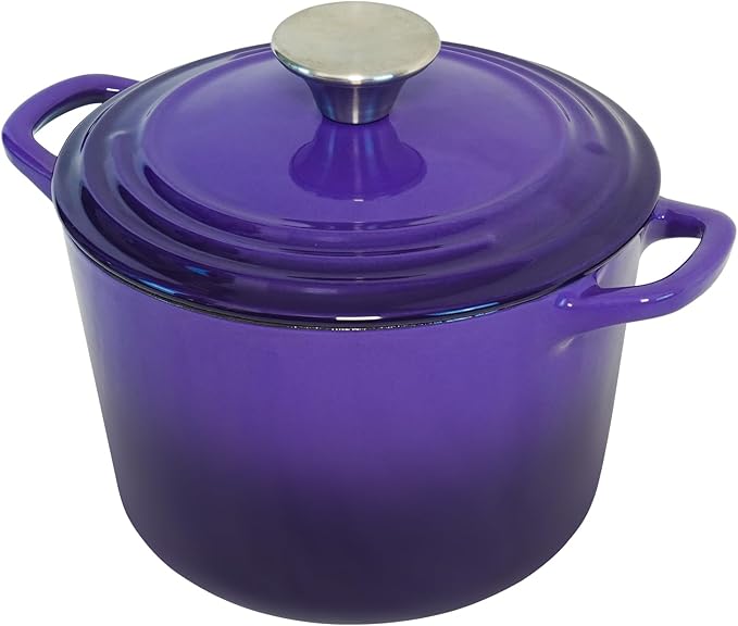 Flavehc Dutch Oven Pot with Lid 1.8 qt Cast Iron Dutch Oven for Bread Baking Purple Enameled Cast Iron Rice Pot with Handels - Image 9