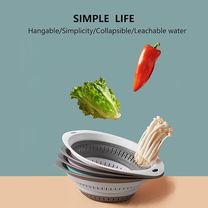 Collapsible Colander and Strainer,Silicone Strainer Colanders & Food Strainers,for Vegetable and Fruit, Kitchen Essentials (2, White, 1.3L+2.5L) - Image 2