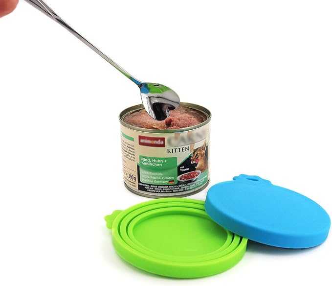 Comtim Pet Food Can Lids, Silicone Can Covers for Dog Cat Food, Universal Size Fit Small Medium Large Cans, 2 Pack and 1 Pet Food Cans Spoon - Image 6
