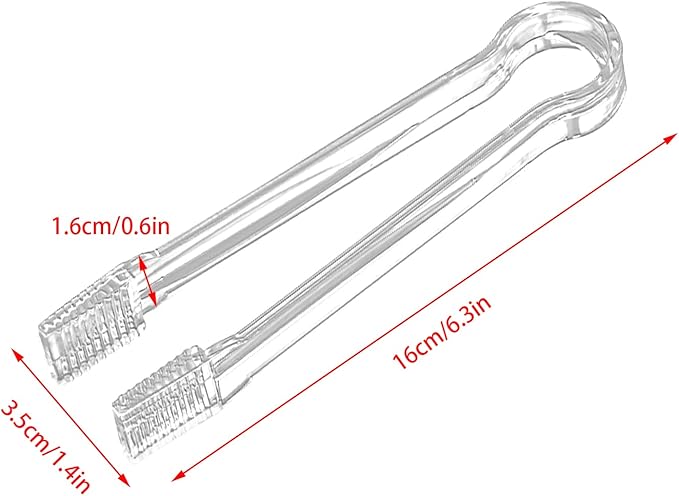 10 Pcs Plastic Buffet Serving Tongs, Clear Kitchen Tongs Mini Serving Utensil Tongs for Food Ice Salad Buffet Barbecue Cookies, 6.3 Inches