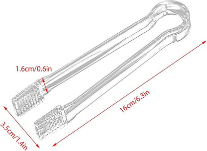 10 Pcs Plastic Buffet Serving Tongs, Clear Kitchen Tongs Mini Serving Utensil Tongs for Food Ice Salad Buffet Barbecue Cookies, 6.3 Inches