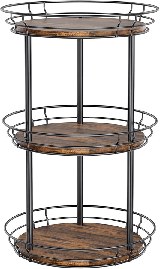 LAMU 10'' Lazy Susan Turntable Organizer, 3 Tier Round Rotating Spice Rack Organization for Kitchen Cabinet and Countertop, Wooden Lazy Susan for Table Top, Pantry, Bathroom, Vanity, Home Decor by YourHome-OrganizationHelper