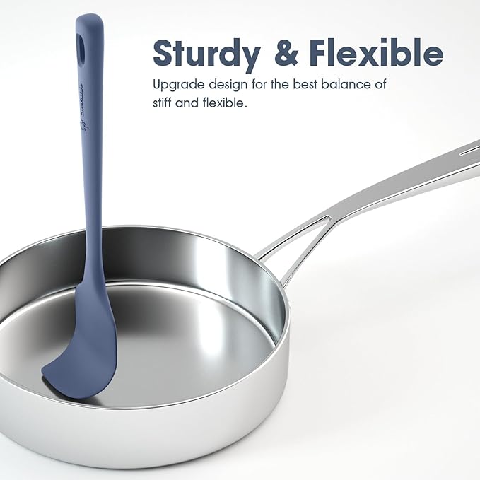 ChefAide 5 Pieces Silicone Spatula Set, Food Grade Rubber Spatula, Upgrade Strong Handle with Ergonomic Grip, Heat Resistant Up to 600°F for Nonstick Cookware, Cooking - Image 3