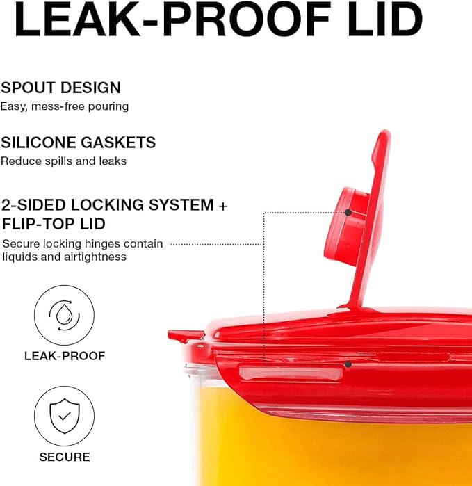 LocknLock Aqua Fridge Door Water Jug | Clear Pitcher | BPA Free Plastic Pitcher with Lid | 2 Quart Pitcher with Lid for Water, Juice, Tea & More Beverages, Red - Image 2