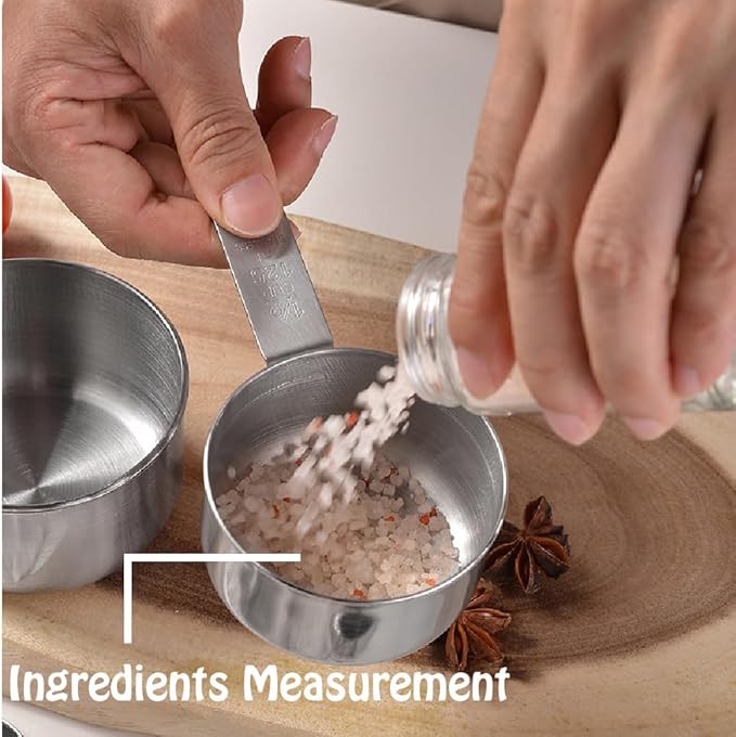 Stainless Steel Measuring Cups Set, 5 Pieces Kitchen Measuring Sets Gadgets tool,For Cooking & Baking,Measure Dry & Wet Ingredients And Liquid (Cups) - Image 6