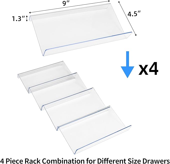 MIUKAA Clear Acrylic Spice Drawer Organizer, 4 Tier- 1 Set Seasoning Jars Drawers Insert, Kitchen Spice Rack Tray for Drawer/Countertop (Jars not included) - Image 6