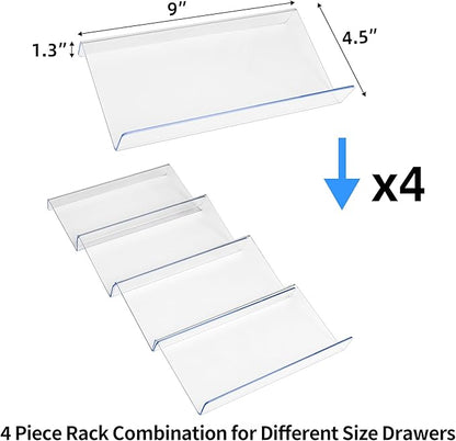MIUKAA Clear Acrylic Spice Drawer Organizer, 4 Tier- 1 Set Seasoning Jars Drawers Insert, Kitchen Spice Rack Tray for Drawer/Countertop (Jars not included) - Image 6