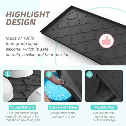 SIKADEER 25" x 22" Under Sink Mat Waterproof, Silicone Mat Kitchen Drawer Shelf and Cabinet Liner, Sink Protector for Kitchen Organizers and Storage, Boot Tray Pet Food Mats - Image 4
