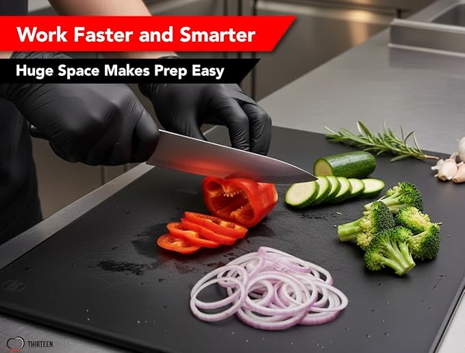 Thirteen Chefs Extra Large 24 x 18 Black Cutting Board - 1/2" Thick HDPE Plastic for Restaurants and Professional Kitchens - Image 6