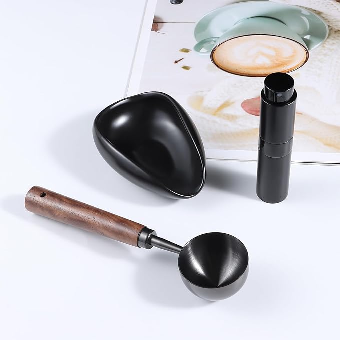 3pcs Coffee Bean Dosing Cup Set with Gift Box, Dosing Ceramic Cups Stainless Steel Spoon Portable Spray Bottle Static Reduction Precise Measuring for Espresso Tea Coffee Bar Accessories Kit - Image 7