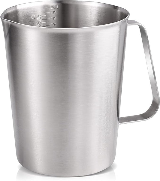 KSENDALO 64Oz/8Cup Stainless Steel Pitcher (SUS304), 2 Liter Metal Container for Water, Milk, Liquid with Handle with Engraved Markings, Silver by KSENDALO