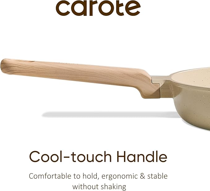 CAROTE 10" Frying Pan Set, Non-Toxic PTFE & PFOA Free Fry Pan & Omelet Pan, Compatible with Induction, Ceramic, Gas Cooktops - Image 5