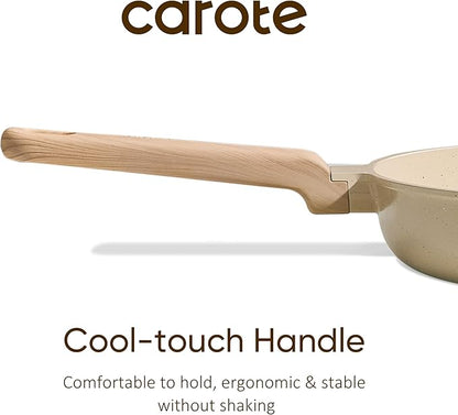 CAROTE 10" Frying Pan Set, Non-Toxic PTFE & PFOA Free Fry Pan & Omelet Pan, Compatible with Induction, Ceramic, Gas Cooktops - Image 5