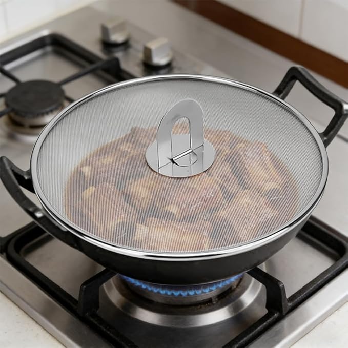 4 Pack Stainless Steel Grease Splatter Screen Set - 13"/11.4"/10"/8.2" Frying Pan Splatter Guard with Fold-Flat Knob, Kitchen Oil Splatter Shield for Safe Cooking - Image 4