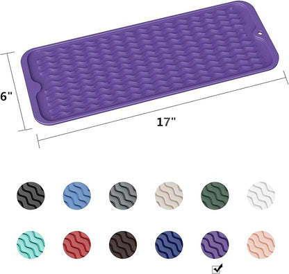 ZLR Silicone Sponge Holder & Sink Caddy Tray (6" x 17") - Narrow Dish Drying Mat for Kitchen Counter - Waterproof Soap Dispenser Organizer, Non-Slip Bathroom Vanity Tray (Meadow Violet) - Image 6