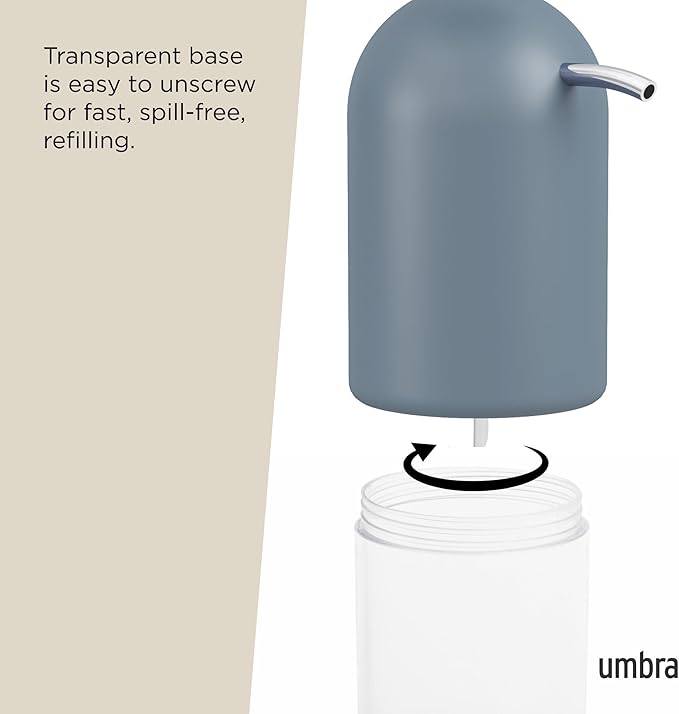 Umbra Touch Hand Soap Dispenser, Plastic Liquid Pump Bottle, Durable and Refillable for Bathroom or Kitchen Sink, Slate Blue - Image 5
