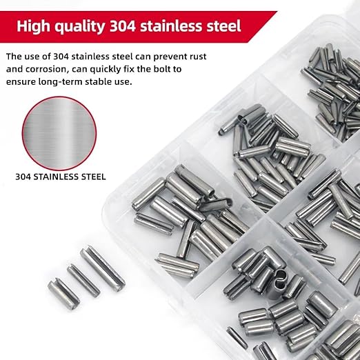424-Piece Stainless Steel Roll Pin Kit – Spring Dowels, Slotted & Split Pins (M1.5-M6, 14 Types) – Corrosion-Resistant Fasteners for Machinery, Automotive & DIY Repairs - Image 3