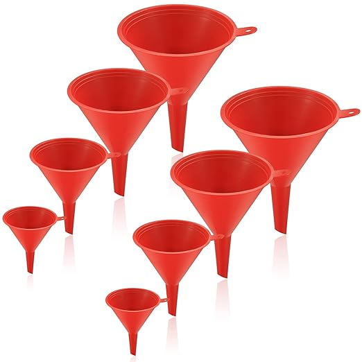 XhjzgcTec 8 Pcs Plastic Funnel Set, Oil Funnels for Filling Bottles or Containers, Multipurpose Wide Mouth Funnels for Kitchen/Laboratory/Garage/Car Liquids/Oil/Dry Goods/Bottles/ by XhjzgcTech