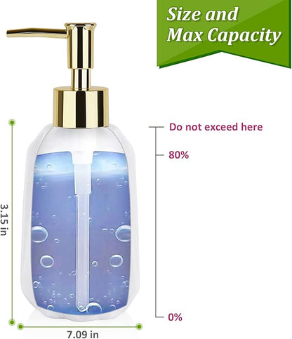 Natheeph Dish Soap Dispenser, Hand Soap Dispenser Ceramic Bottle, Refillable Liquid Great for Kitchen Dish Soap, Hand Soap, Essential Oil & Lotion (New White) - Image 2