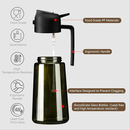 SWEET VIEW - Olive Oil Sprayer for Cooking, 16oz/470ml Glass Light-Proof Oil Pourer for Kitchen with Stickers for Air Fryer, Cooking, Salad, and BBQ with Stickers - Image 5