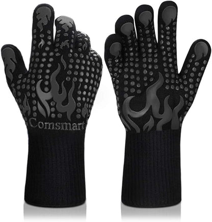 Comsmart BBQ Gloves, 1472F Heat Resistant Silicone Non-Slip Oven Mitts, Long Kitchen Gloves Perfect for Grilling, Cooking, Baking, Cutting by Comsmart