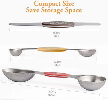 Magnetic Measuring Spoons Set of 8 Stainless Steel Dual Sided Stackable Measuring Spoons Nesting Teaspoons Tablespoons for Measuring Dry and Liquid Ingredients - Image 2