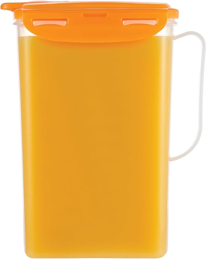 LocknLock Aqua Fridge Door Water Jug | Clear Pitcher | BPA Free Plastic Pitcher with Lid | 2 Quart Pitcher with Lid for Water, Juice, Tea & More Beverages, Orange by LocknLock