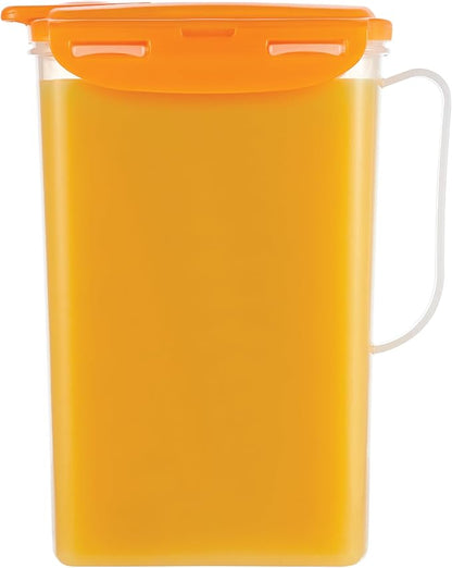 LocknLock Aqua Fridge Door Water Jug | Clear Pitcher | BPA Free Plastic Pitcher with Lid | 2 Quart Pitcher with Lid for Water, Juice, Tea & More Beverages, Orange by LocknLock