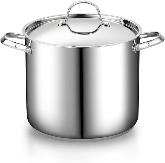 Cooks Standard 18/10 Stainless Steel Stockpot 12-Quart, Classic Deep Cooking Pot Canning Cookware with Stainless Steel Lid, Silver by CooksStandard