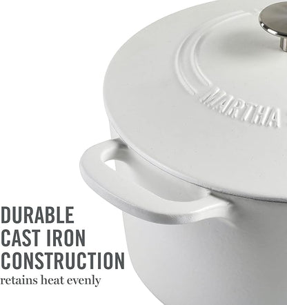 MARTHA STEWART Gatwick 7-Quart Enamel Cast Iron Dutch Oven Pot with Lid – Matte White – Durable Heavy-Duty Dutch Oven for Slow Cooking, Braising & Baking - Image 7