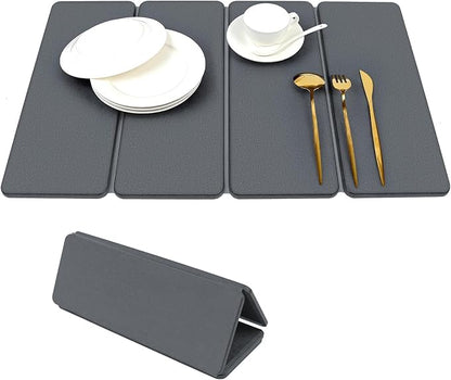 Small Stone Drying Mats for Kitchen Counter, Quick Dry Stone Dish Drying Mat 16"(L)×12"(W), Foldable Absorbent Diatomaceous Pad for Dish Rack, Plates, Cups, Pans