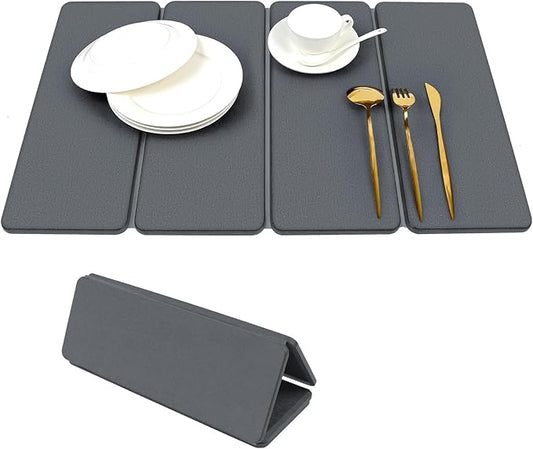 Small Stone Drying Mats for Kitchen Counter, Quick Dry Stone Dish Drying Mat 16"(L)×12"(W), Foldable Absorbent Diatomaceous Pad for Dish Rack, Plates, Cups, Pans