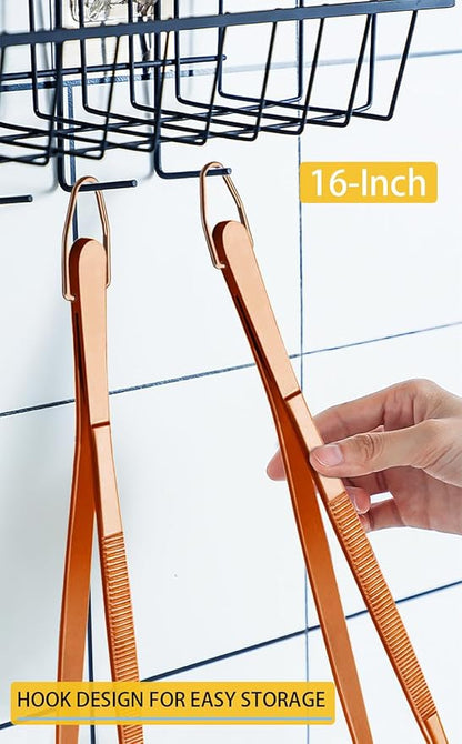 JETKONG 2 Pcs 16-Inch Extra-Large Kitchen Tweezers and Tongs - Giant Stainless Steel Food Tweezers - Rose Gold - Image 6