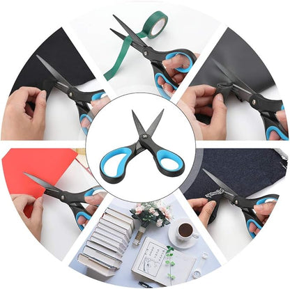 LIVINGO 2 Pack 8" Titanium Non-Stick Scissors, Professional Stainless Steel Comfort Grip, All-Purpose, Straight Office Craft Scissors for DIY(Blue/Black) - Image 6