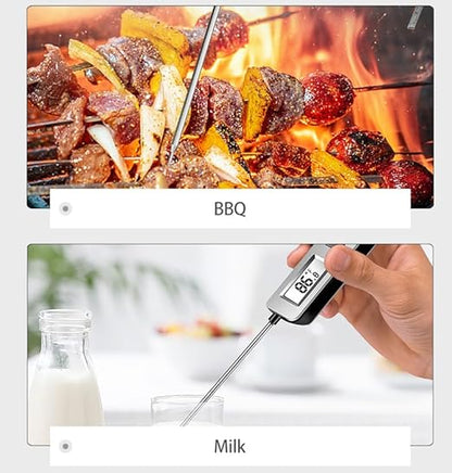 Digital Meat Thermometer, Paysean Instant Read Food Thermometer with 5.2" Probe, ±1°C High Accuracy Cooking Thermometer Auto-Off, LCD Display, for Kitchen, BBQ, Baking, Sourdough, Candy Making
