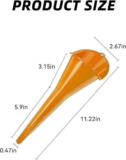 2 PCS Oil Funnel, Automotive Multi-Function Plastic Fuel Funnel with Long Neck, Universal Engine Oil Funnel for Filling Oils Gas Lubricants and Fluids, Car Accessories (2PCS-Orange)