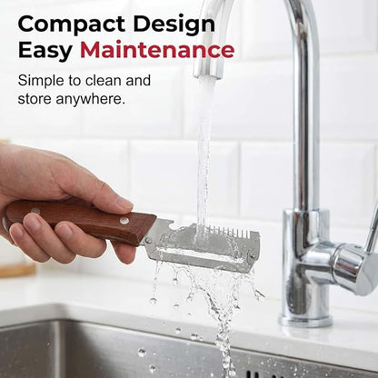 Multi-Functional Vegetable Peeler for Kitchen, Stainless Steel Blade with Wooden Handle and Bottle Opener, Scallion Shredder, Kitchen Tool for Fruit Veggie (1 PCS) - Image 6