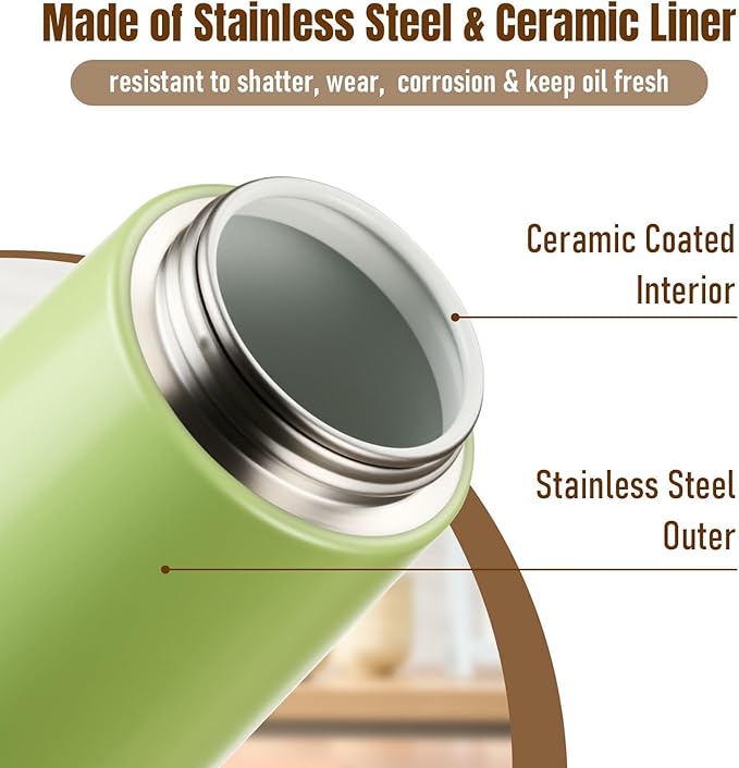 PARACITY 2 in 1 Oil Dipenser Bottle, Stainless Steel (Green-Black) - Image 2