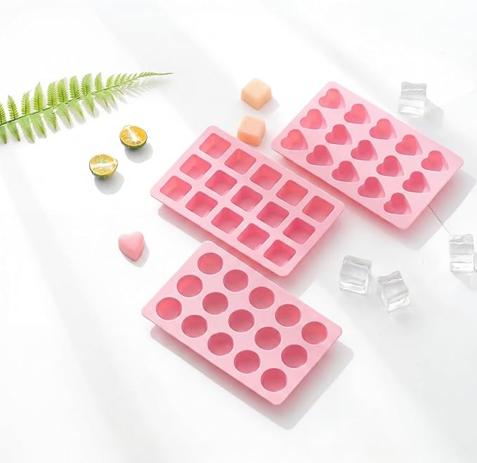 Cute Ice Cube Trays Silicone Chocolate Mold Wax Melt Molds Easy Release Ice Trays Non-Stick Chocolate Soap Pudding Jello Ice Cube Tray (Square)