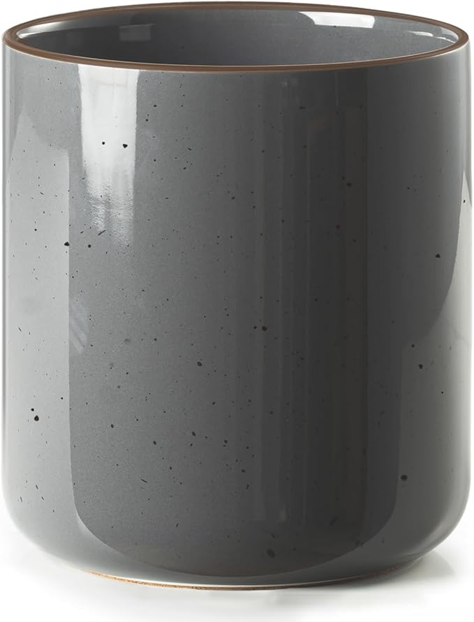 getstar Large Utensil Holder for Kitchen Counter,7.2" Grey Ceramic Utensils Crocks Utensil Organizer for Spatula Farmhouse Kitchen Decor by Getstar