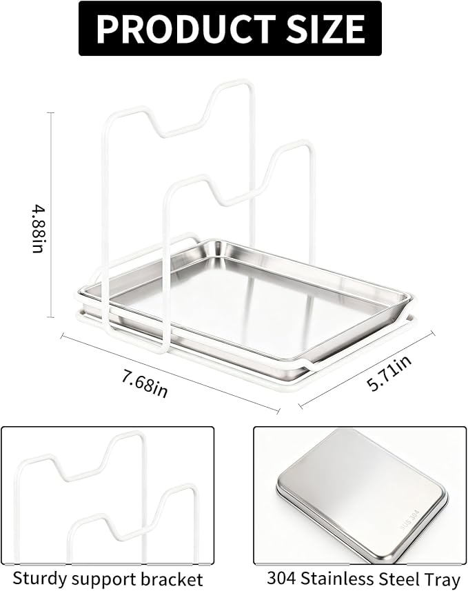 Pot Lid Holder While Cooking, 304 Stainless Steel Spoon Rest with Lid Holder for Countertop, Multifunctional Pan Lid Storage and Utensil Organizer for Stove Top