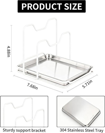 Pot Lid Holder While Cooking, 304 Stainless Steel Spoon Rest with Lid Holder for Countertop, Multifunctional Pan Lid Storage and Utensil Organizer for Stove Top