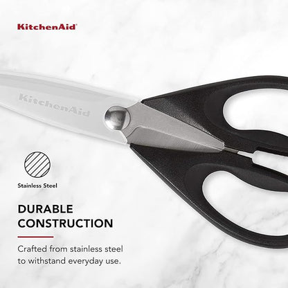 KitchenAid All Purpose Kitchen Shears with Protective Sheath Durable Stainless Steel Scissors, Dishwasher Safe, Soft Grip Comfort Handle, 8.72 Inch, Black, Pack of 12 - Image 5