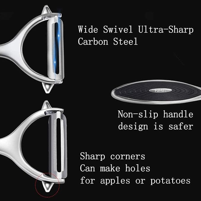 FUHUY Vegetable, Apple Peelers for kitchen, Fruit, Carrot, Veggie, Potatoes Peeler, Y-Shaped and I-Shaped Stainless Steel Peelers, with Ergonomic Non-Slip Handle & Sharp Blade, Good Sturdy (2PCS) - Image 5