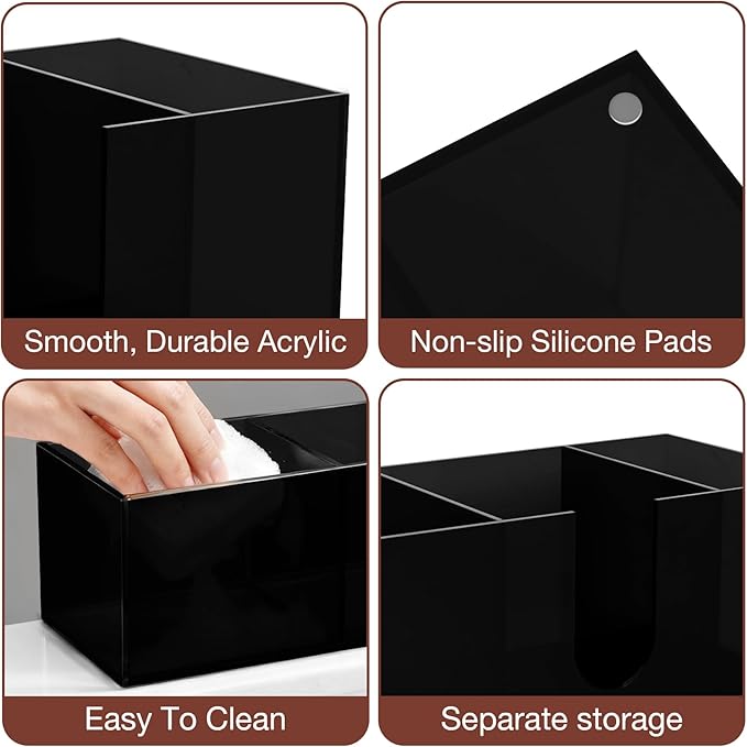 Acrylic Coffee Cup Holder for Countertop, 3 Slots Acrylic Coffee Bar Accessories and Organizer Anti Slip Waterproof, Coffee Station Organizer for Cup Lid Straw, Black