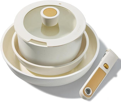 CAROTE 6pcs Pots and Pans Set Non Stick, Cookware Sets, Kitchen Set, Oven/Fridge Safe, Space Saving Pots Set, Nonstick Cooking Set with Versatile Detachable Handle, Induction RV Set by CAROTE