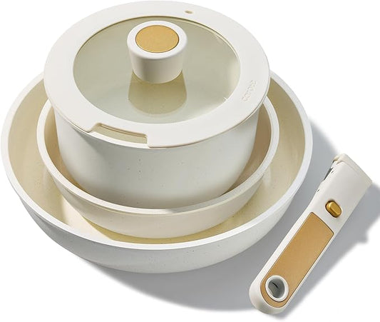 CAROTE 6pcs Pots and Pans Set Non Stick, Cookware Sets, Kitchen Set, Oven/Fridge Safe, Space Saving Pots Set, Nonstick Cooking Set with Versatile Detachable Handle, Induction RV Set by CAROTE