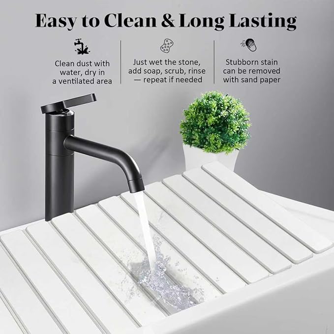 Extral Large Stone Dish Drying Mats for Kitchen Counter, 28"(L)×16"(W) Quick Dry Dish Drying Mat, Collapsible Eco-Friendly Absorbent Diatomaceous Earth Mat for Dishes Cups, Match Any Countertop - Image 5