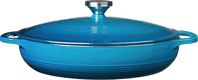 Lodge Essential Enamel Braiser - Refrigerator- & Oven-Safe up to 500° F - Heat-Retaining, Induction-Safe & PFAS-Free Enamel Cookware - 3.5 Quart, Cornflower Blue - Image 2